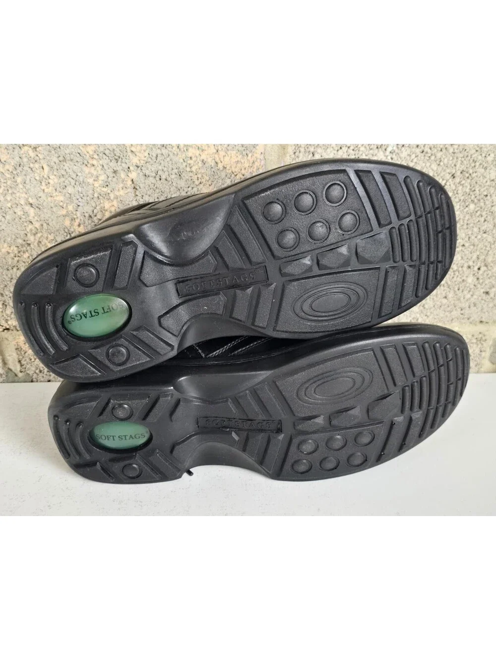 Soft Stags Mens 8.5D Black Faux Leather Work Shoes Walking Oxford Sneaker Casual